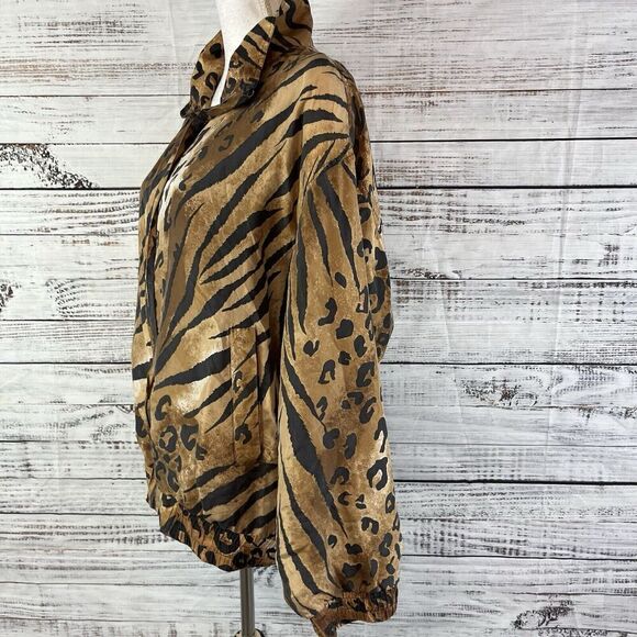 Vintage Fuda International Animal Print 100% Silk Windbreaker Jacket size Large - Picture 10 of 12
